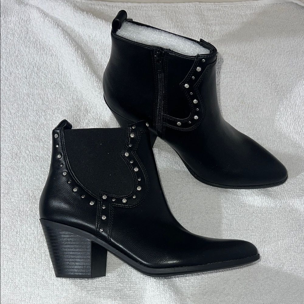 Sun + Stone Black Ankle Boots with Studs